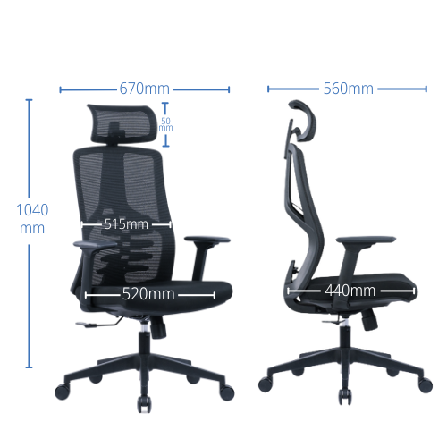 X.44 Office Chair With Headrest Dimensions from HuntOffice